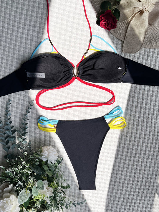 Damen Hochgeschnittener Bikini mit innovativem Schnür-Design R&B