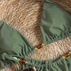 Damen Triangel-Bikini mit buntem Schmuckdetail R&B