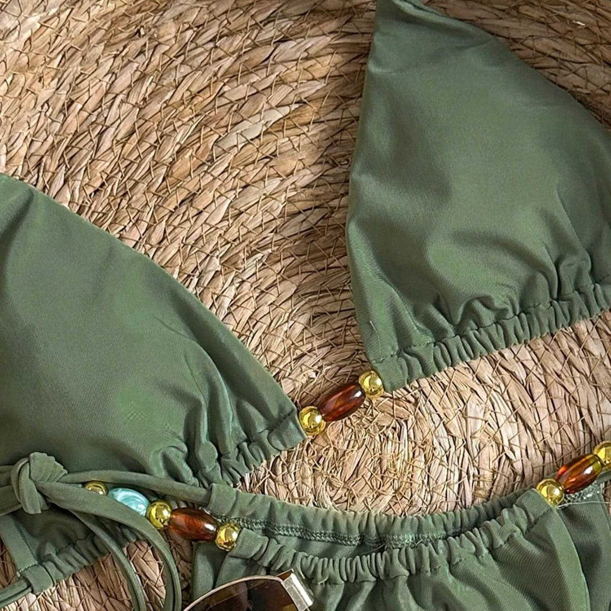 Damen Triangel-Bikini mit buntem Schmuckdetail R&B