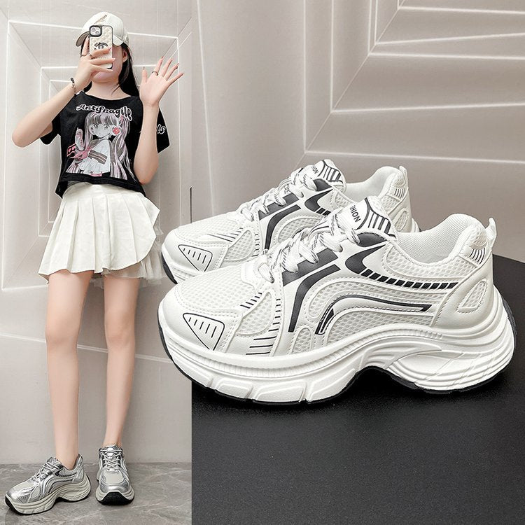 Damen modische Lauf-Sneaker mit glänzendem Obermaterial und dämpfender Sohle R&B