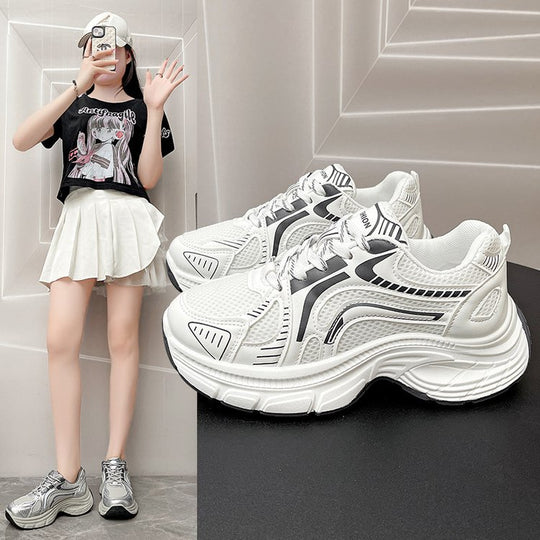 Damen modische Lauf-Sneaker mit glänzendem Obermaterial und dämpfender Sohle R&B