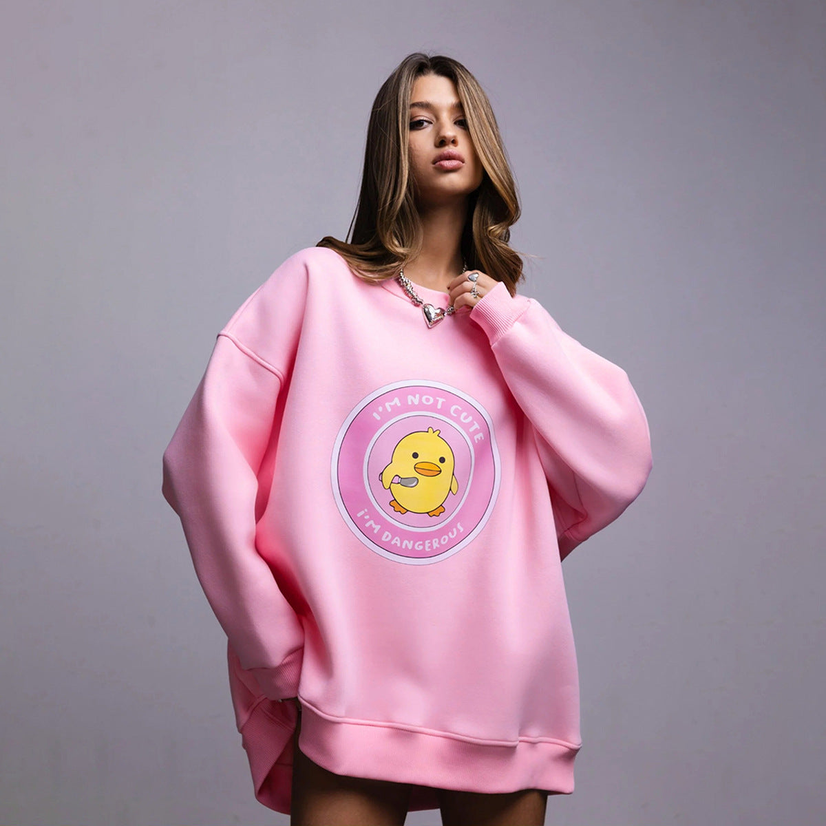 Damen lässiger Sweatshirt mit kontrastivem Druck R&B