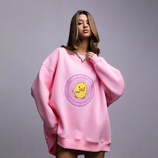 Damen lässiger Sweatshirt mit kontrastivem Druck R&B