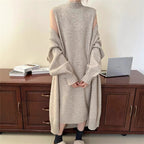 Damen Strickkleid mit offenen Schultern und lässigem Schnitt