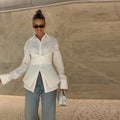 Damen Chic geschnittene Bluse mit Wickeloptik