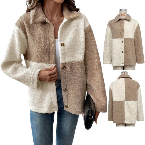 Damen kuschelweiche Fleecejacke mit Blockmuster R&B
