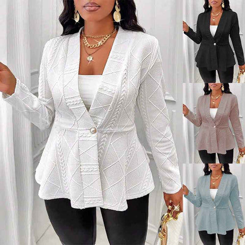 Damen Designer-Blazer mit strukturiertem Strickmuster und elegantem Schnitt R&B