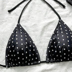 Damen Triangel-Bikini-Oberteil mit verstellbaren Trägern und Polka-Dots R&B