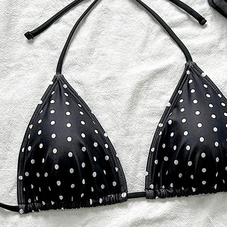 Damen Triangel-Bikini-Oberteil mit verstellbaren Trägern und Polka-Dots R&B