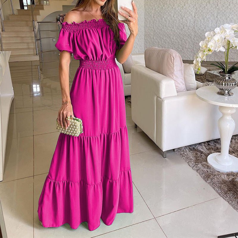 Damen Maxikleid mit schulterfreiem Design und voluminösen Rüschendetails R&B