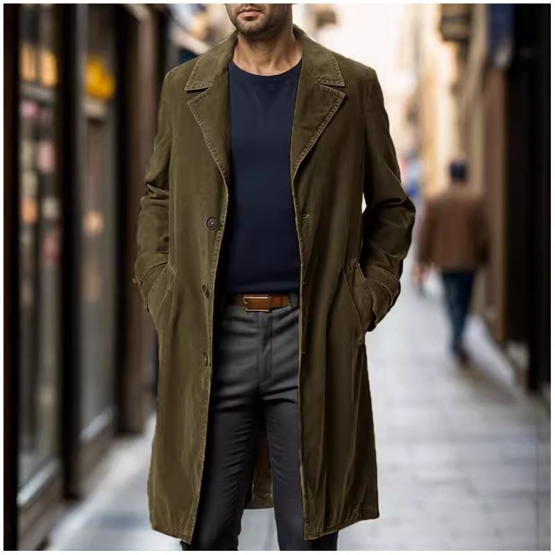 Herren eleganter Trenchcoat aus hochwertigem GewR&Be mit praktischen Taschen R&B