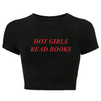 Damen Crop-Shirt mit kreativem Schriftzug R&B