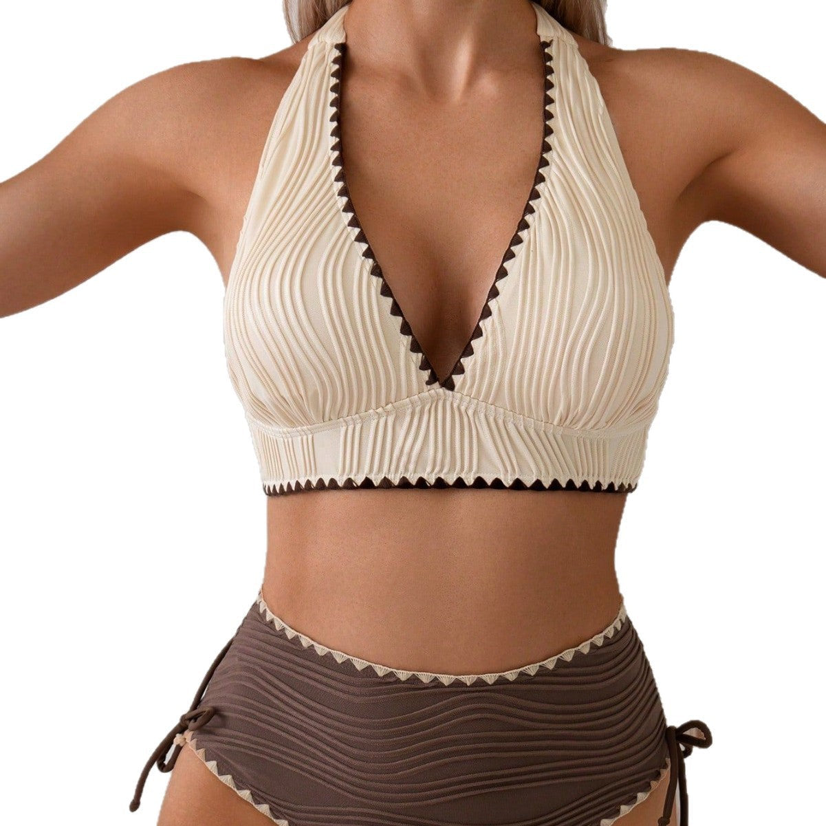 Damen Hochtailliertes Bikini-Set mit Rüschendetails R&B
