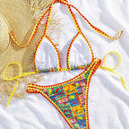 Damen Triangel-Bikini mit buntem Mustermix R&B