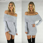 Damen Off-Shoulder Strickkleid mit langen Ärmeln R&B