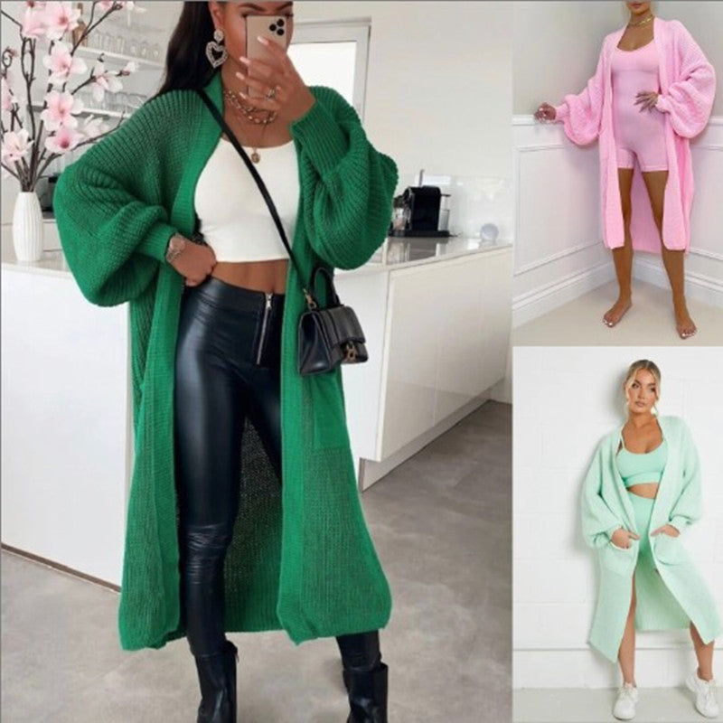 Damen Langstrickjacke mit grober Maschenstruktur und praktischen Taschen R&B