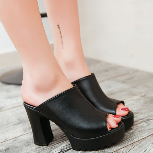 Damen Plateausandalen mit elegantem Blockabsatz und geöffnetem Zehenbereich R&B
