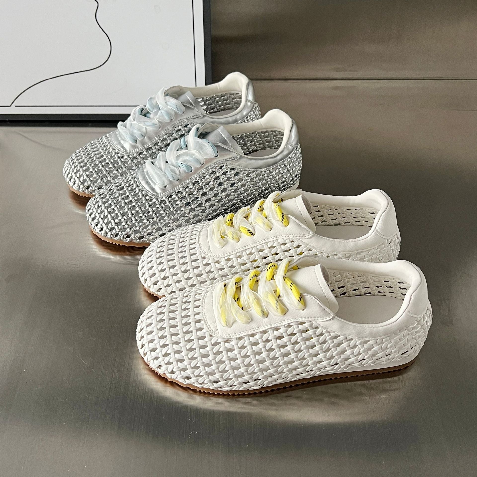 Damen Atmungsaktive Lace-Up Sneakers mit modischem Netzdesign R&B
