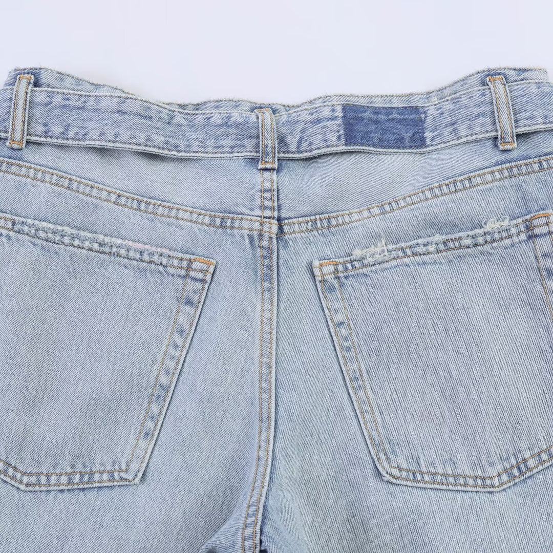 Damen weite Jeans im modernen Schnitt mit hohen Seitenöffnungen R&B