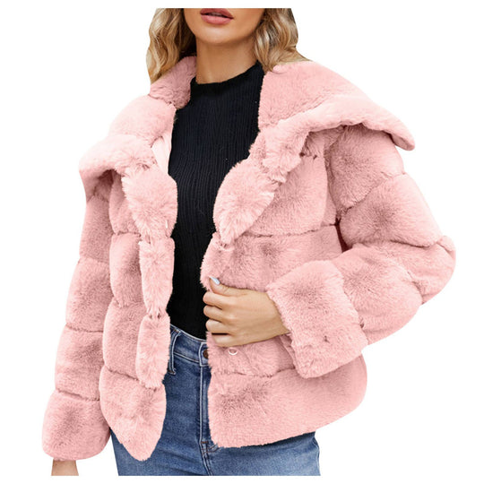 Damen Modische Kapuzenjacke aus künstlichem Pelz mit strukturiertem Design R&B