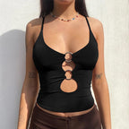 Damen Crop-Top mit dekorativen Cut-Outs R&B