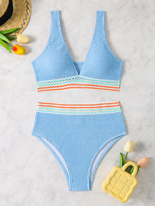 Damen Hochgeschnittener Designer-Einteiler mit Musterelementen R&B