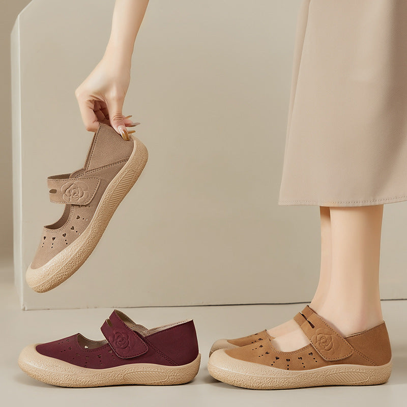 Damen Komfortable Klettschuhe mit Blütenverzierung R&B