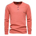 Herren Langarm-Henley-Shirt mit strukturierter Oberfläche und modischer Knopfleiste