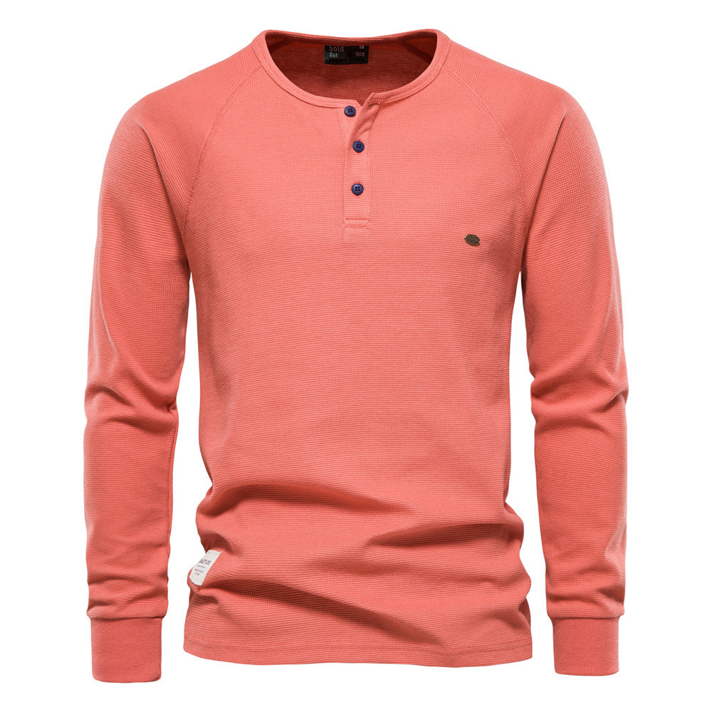 Herren Langarm-Henley-Shirt mit strukturierter Oberfläche und modischer Knopfleiste
