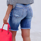 Damen Denim-Shorts mit modischen Destroyed-Details R&B