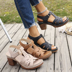 Damen Elegante Plateau-Sandaletten mit verstellbarem Riemen und atmungsaktivem Obermaterial R&B