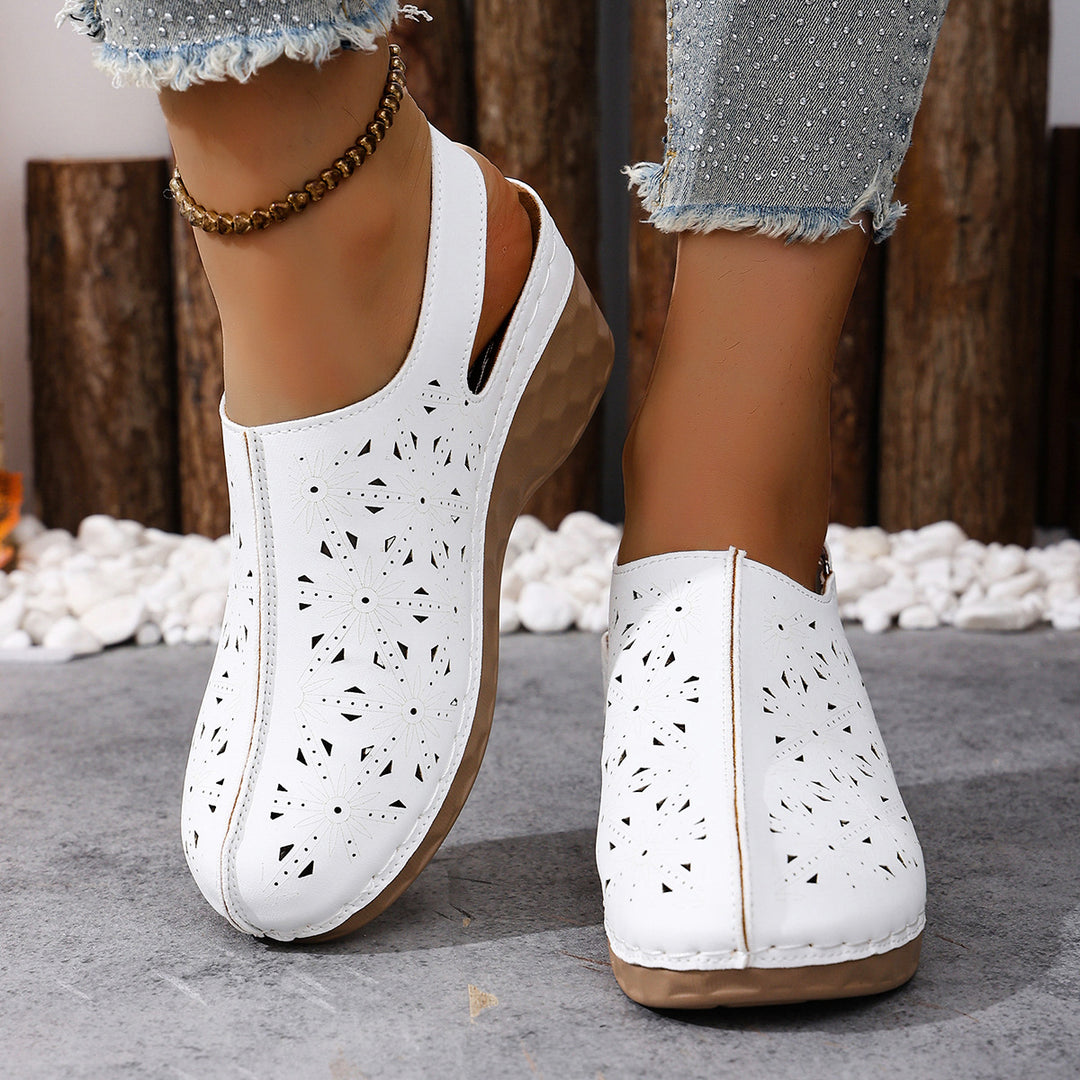 Damen Wedge-Clogs mit perforiertem Design und elastischem Einsatz R&B