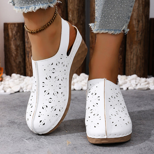 Damen Wedge-Clogs mit perforiertem Design und elastischem Einsatz R&B