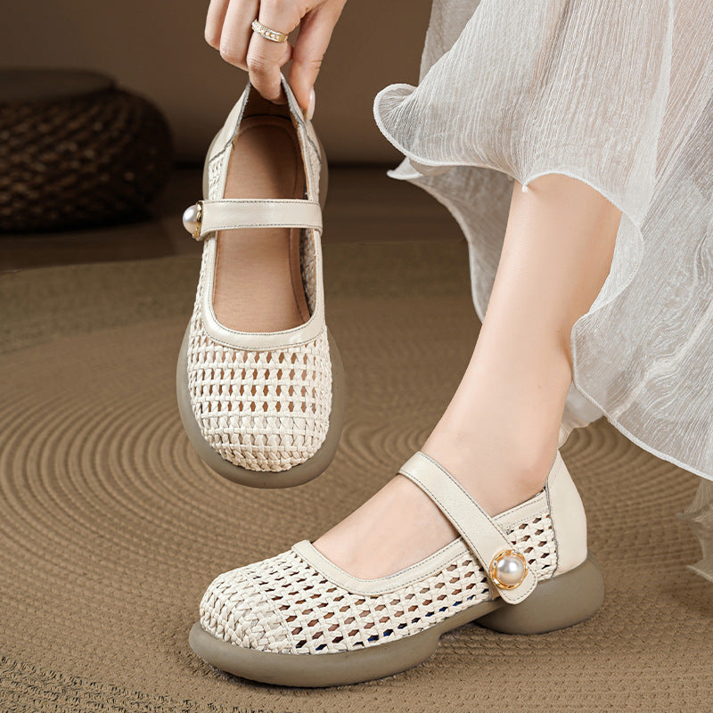 Damen Komfortable Ballerinas mit verziertem Riemen R&B