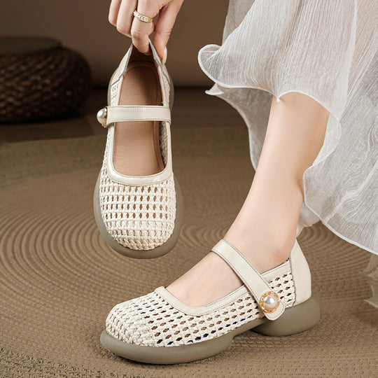 Damen Komfortable Ballerinas mit verziertem Riemen R&B