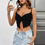 Damen cropped Top mit knotenförmigem Design und schulterfreien Trägern R&B