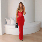 Damen Elegantes Langarm-Maxikleid mit transparentem Detail und figurbetontem Schnitt R&B