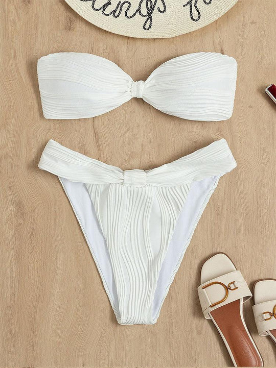 Damen Bandeau-Bikini mit dekorativem Wickeldetail R&B