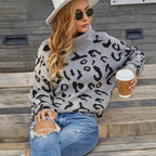 Damen gemütlicher Oversized-Pullover mit trendigem Leopardenmuster
