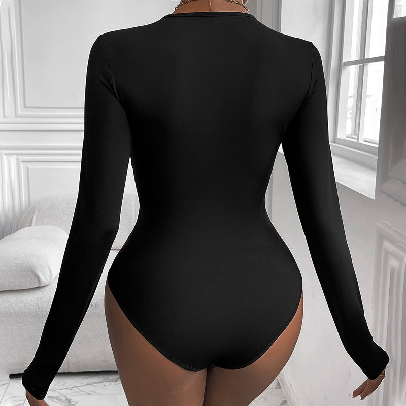 Damen Langärmliger Body mit innovativem Knotendesign R&B