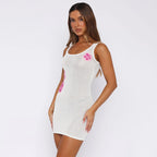 Damen glitzerndes Strandkleid mit floralem Aufdruck