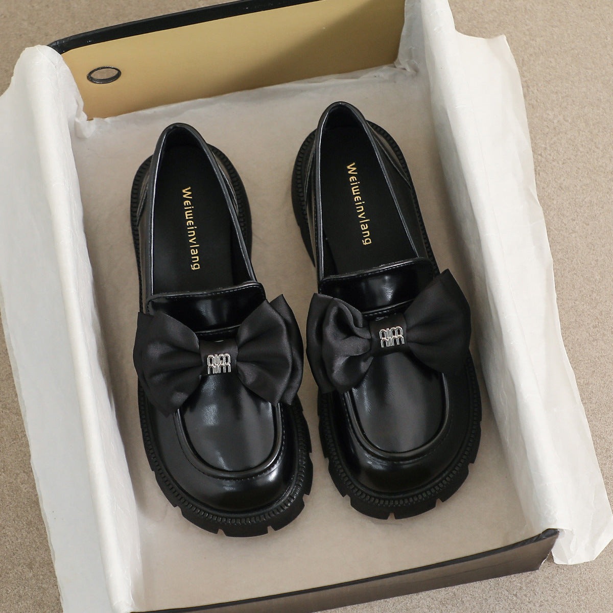 Damen Mokassin-Schuhe mit eleganter Schleifenapplikation und robustem Plateau
