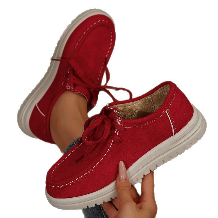 Damen Komfortable Wildleder-Sneakers mit modischem Schnürsystem