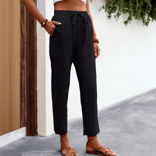 Damen luftige Freizeithose mit praktischen Seitentaschen und elastischem Bund R&B