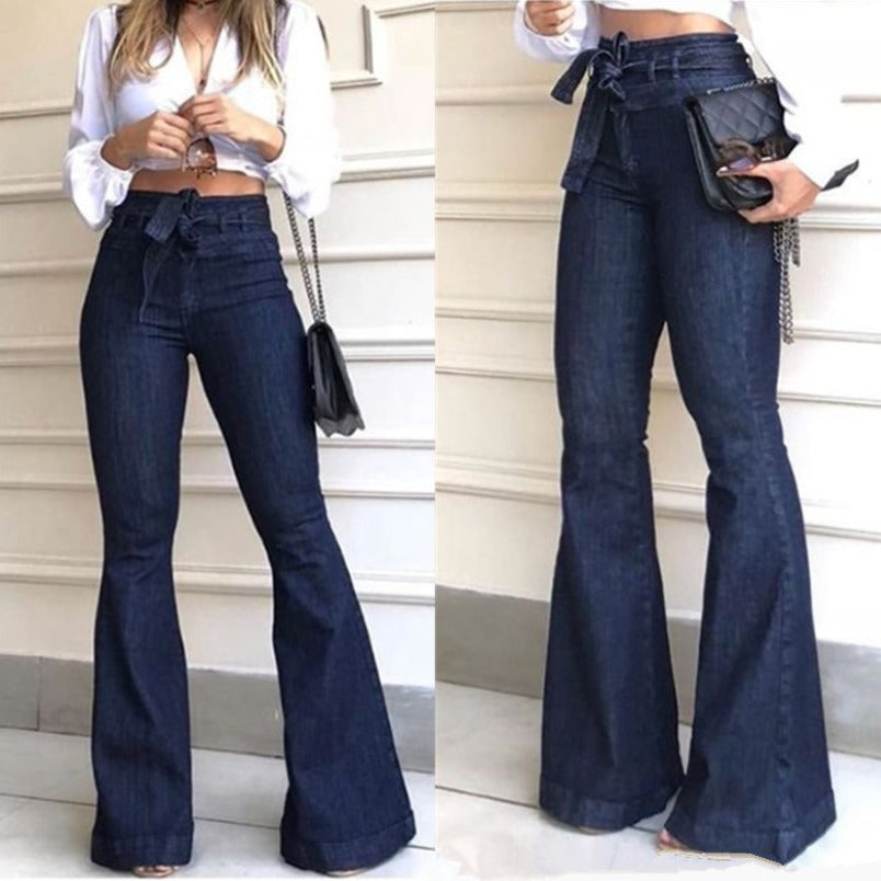 Damen Schlagjeans mit hoch tailliertem Bund R&B