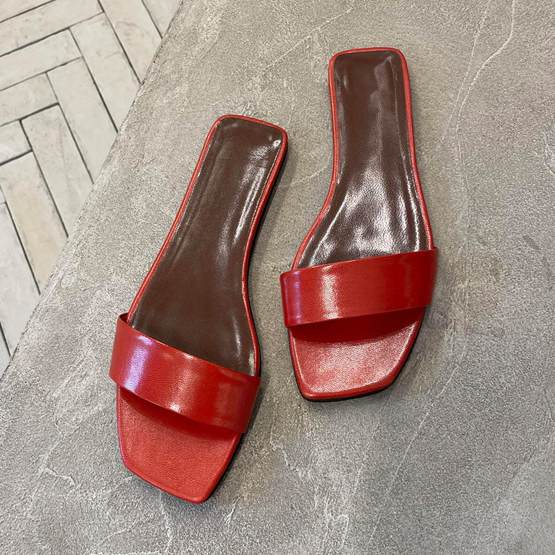 Damen Elegante und flache Sandalen mit breitem Riemendesign R&B
