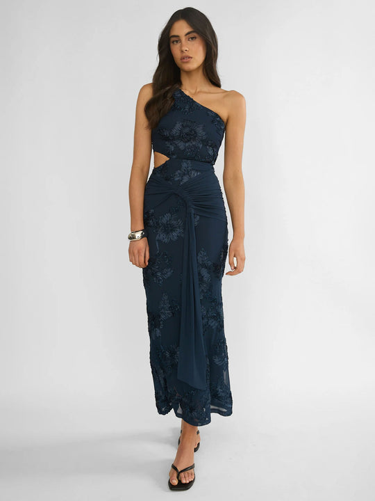 Damen Elegantes Abendkleid mit asymmetrischem Design und floralem Cut-Out R&B