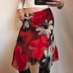 Damen Midi-Rock mit floralem Chiffon-Design R&B
