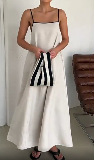 Damen Sommerliches Maxikleid mit schmalen Spaghettiträgern und fließendem Schnitt R&B