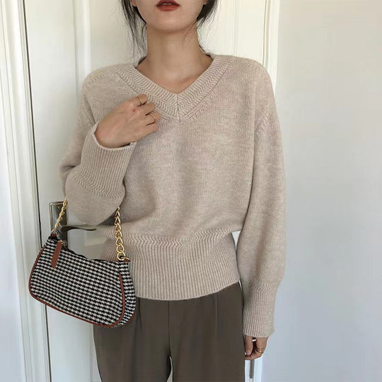 Damen V-Ausschnitt Pullover aus weichem Strick R&B
